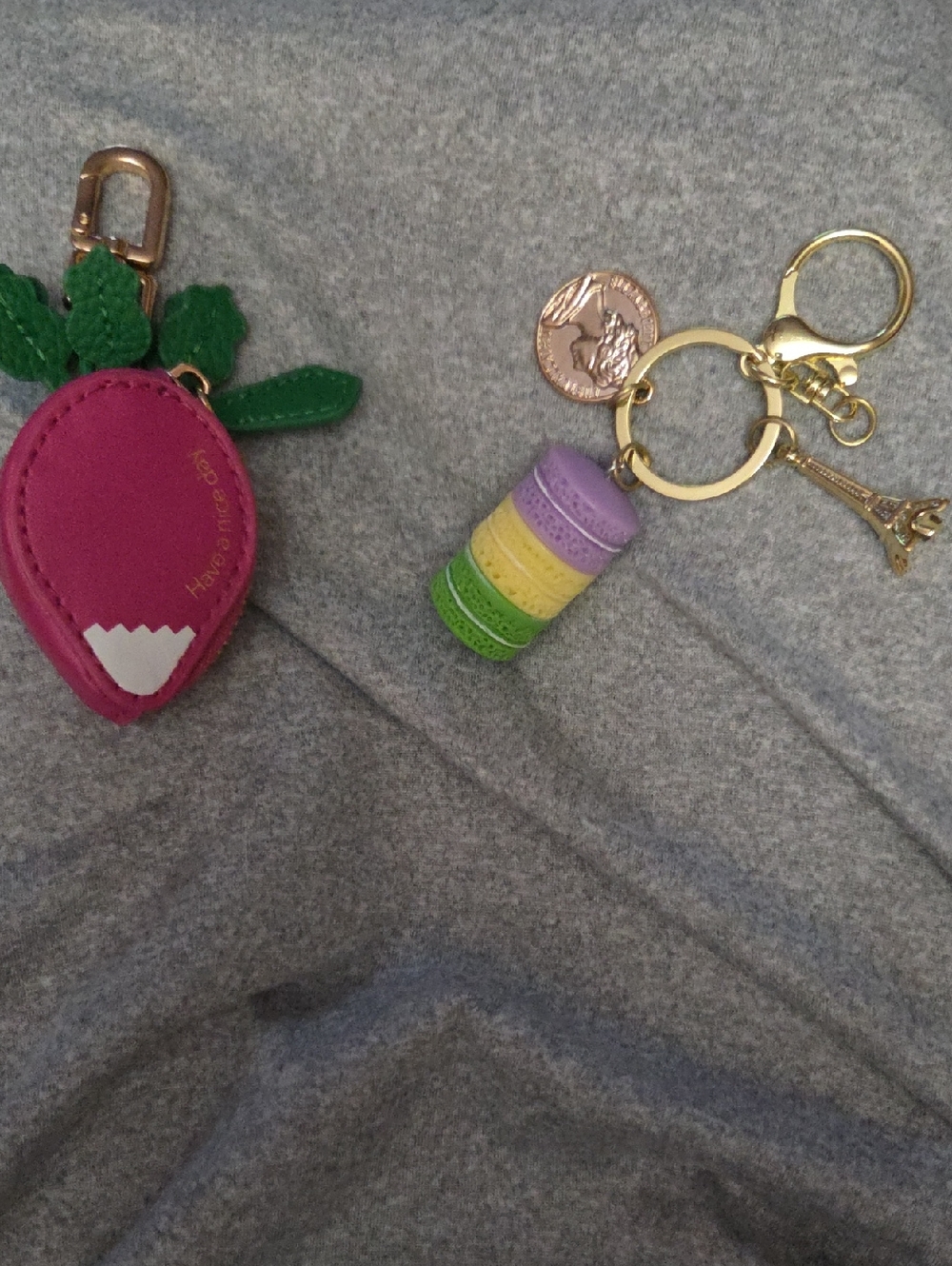 2 Colorful Macaron Keychain Charm with Gold Hardware (2) Keychains